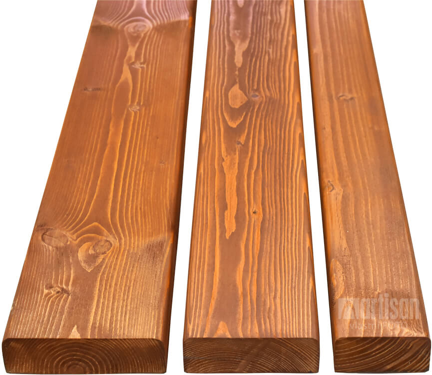 Barvené lavičkové latě v odstínu borovice ve 3 rozměrech