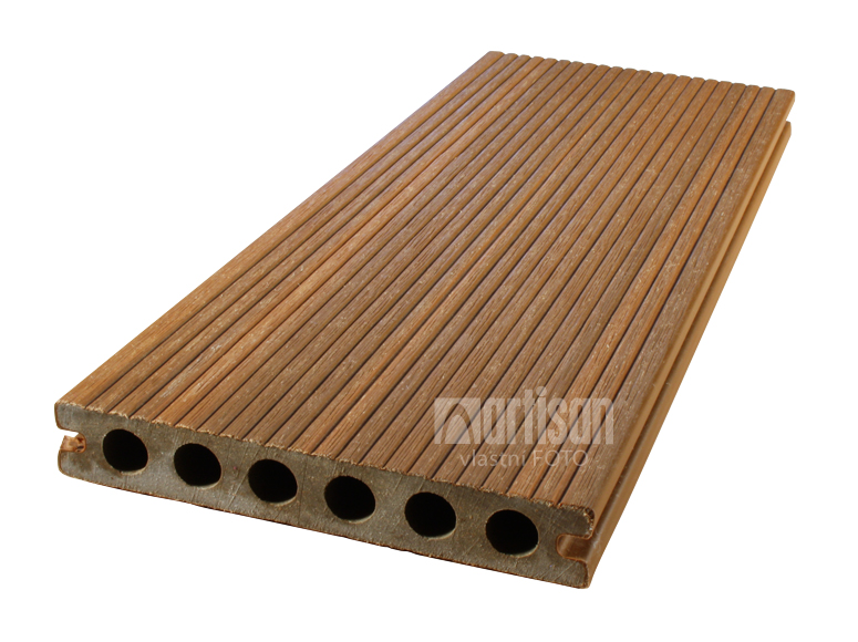 WPC dřevoplastové terasové prkno Dřevoplus Profi 23x138x4000, Teak - jemná drážksa
