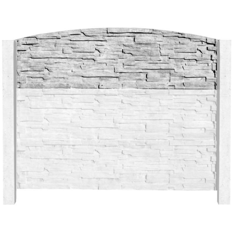 Betonový plot - štípaný kámen - obloukové zakončení