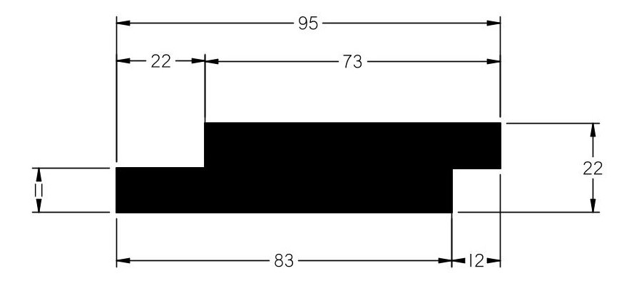 Grafický nákres fasádního obkladu - falcované prkno 22x95