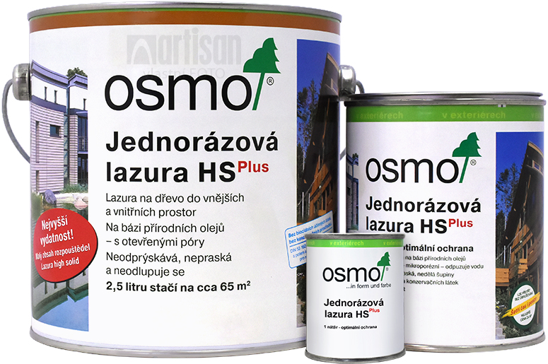 OSMO Jednorázová lazura HS Plus v balení 0.125 l, 0.75 l a 2.5 l