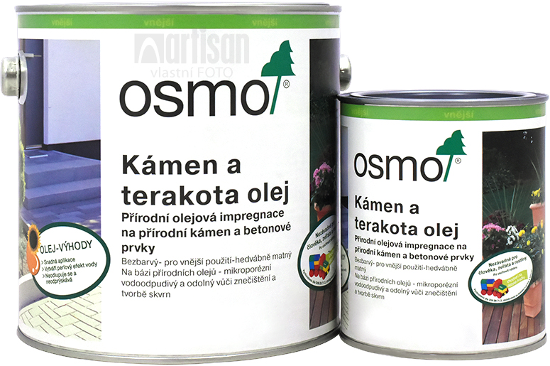 OSMO Kámen a terakota olej v balení 0.75 l a 2.5 l