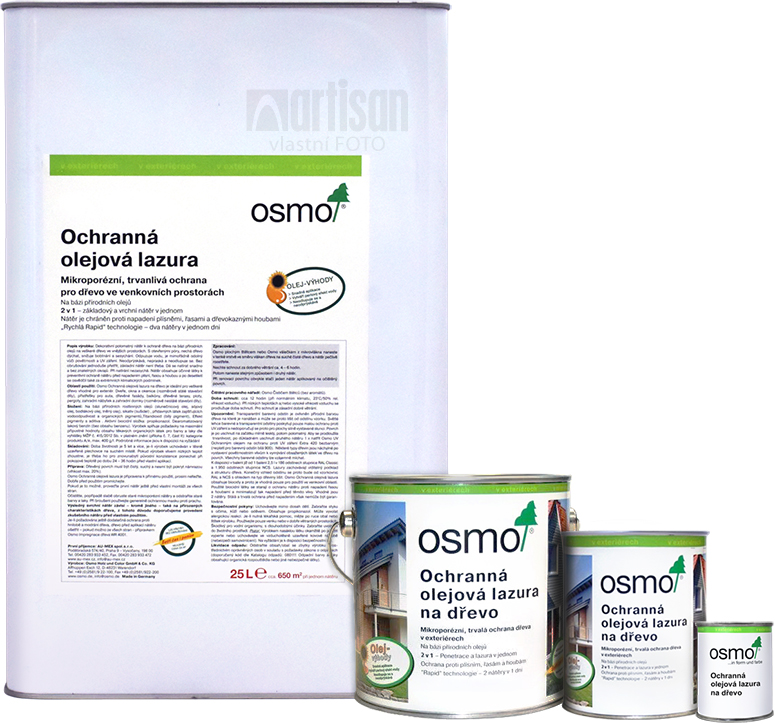 OSMO Ochranná olejová lazura - velikost balení 0.005 l, 0.125 l, 0.75 l, 2.5 l a 25 l