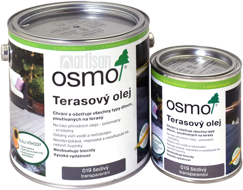 OSMO Terasový olej - velikost balení 0.005 l, 0.125 l, 0.750 l a 2.5 l.