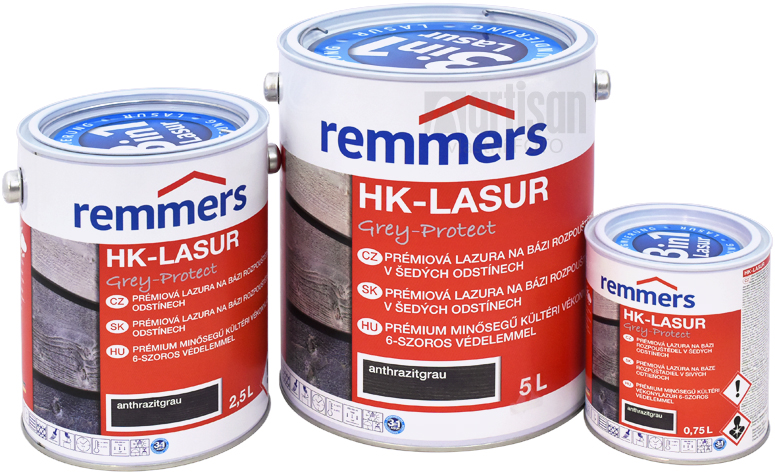 Hk-lasur Grey Protect v balení 0.75 l, 2.5 l a 5 l