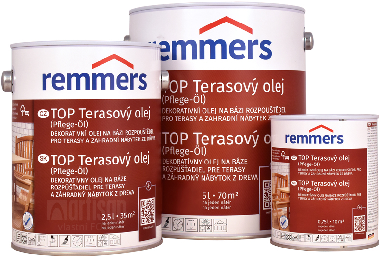 Remmers TOP Terasový olej v balení 0.75 l, 2.5 l a 5 l