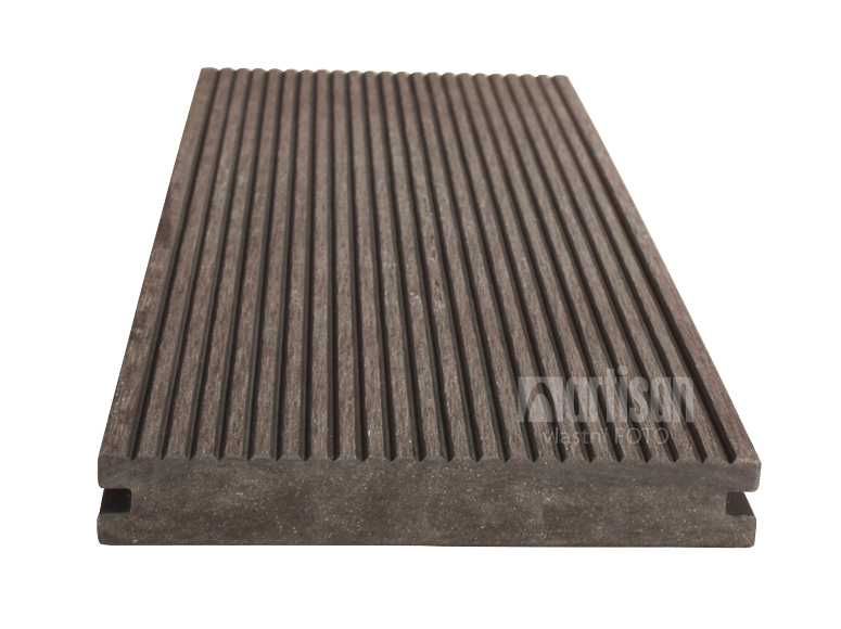 WPC dřevoplastová terasová prkna Dřevoplus Standard, plná - Wenge  - hrubá drážka