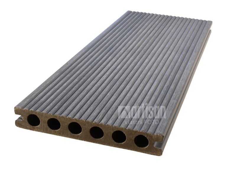 WPC dřevoplastové terasové prkno Dřevoplus Profi 23x138x4000, Grey (šedá) - jemná drážksa