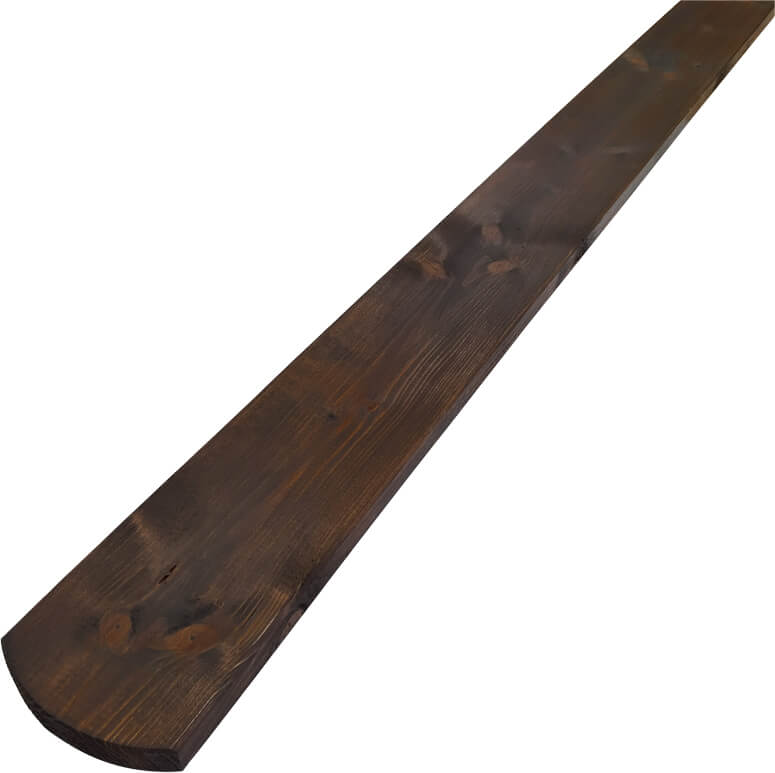 Plotovky dřevěné půlkulaté, severský smrk, barvené - odstín palisandr 18x95x1500, kvalita AB