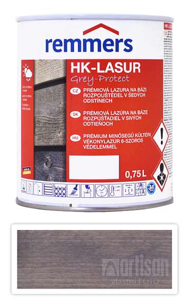 REMMERS HK-lasur Grey Protect - ochranná lazura na dřevo pro exteriér 0.75 l Erzgrau / Kovová FT 20929