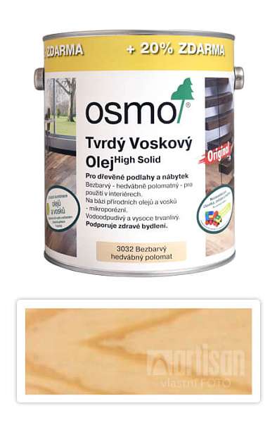 OSMO Tvrdý voskový olej pro interiéry 3 l Hedvábný polomat 3032 (20 % zdarma)
