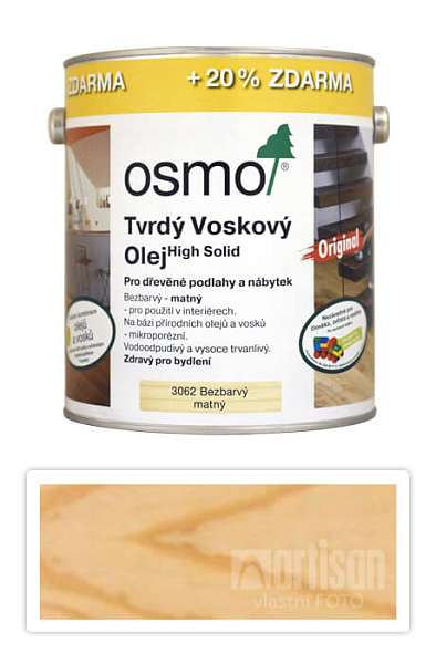 OSMO Tvrdý voskový olej pro interiéry 3 l Bezbarvý matný 3062 (20 % zdarma)