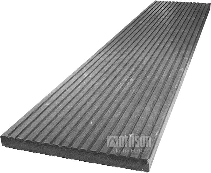 Plastová terasová prkna Transform 330x30x1500, rýhovaná, šedá - recyklát