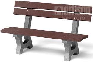 Montážní set plastové lavičky BÁRA Transform 1,5m/410mm, nohy šedé,prkna hnědá- recyklát