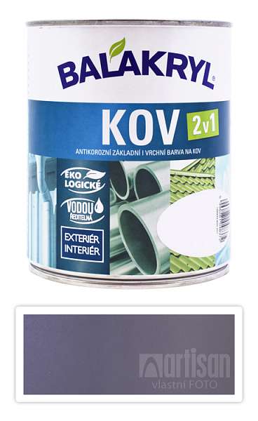BALAKRYL Kov 2v1 - vodou ředitelná antikorozní barva na kov 0.75 l Pastelově šedá 0101
