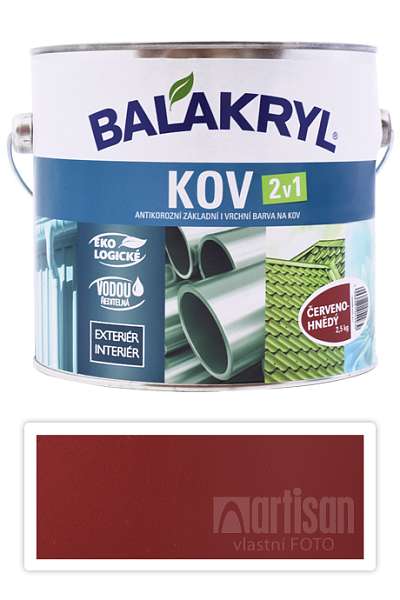 BALAKRYL Kov 2v1 - vodou ředitelná antikorozní barva na kov 2.5 l Červenohnědá 0840