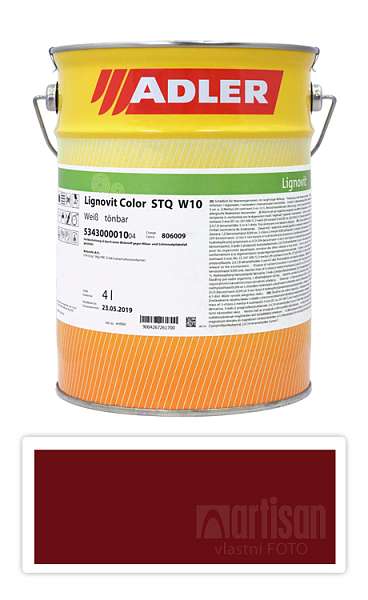 ADLER Lignovit Color - vodou ředitelná krycí barva 4 l Purpurrot / Purpurově červená RAL 3004