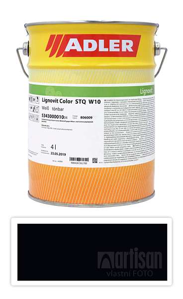 ADLER Lignovit Color - vodou ředitelná krycí barva 4 l Tiefschwarz / Černá RAL 9005