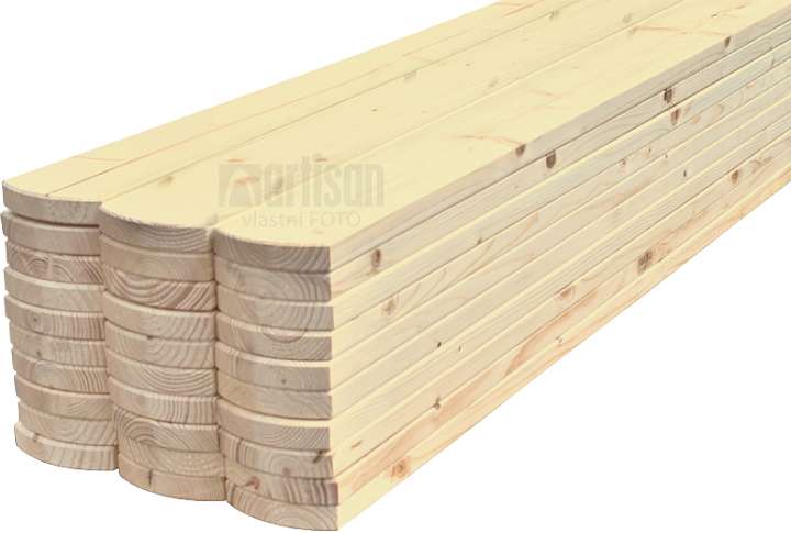 Plotovky dřevěné půlkulaté, severský smrk balené 18x95x1200 - 25 ks, kvalita AB