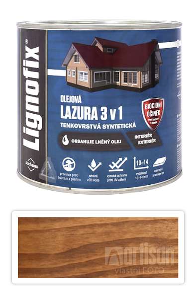 Lignofix LAZURA 3v1 - olejová lazura s biocidem 2.2 l Ořech