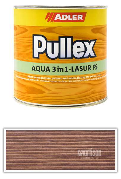 ADLER Pullex Aqua 3in1-Lasur FS - tenkovrstvá matná lazura na dřevo v exteriéru 0.75 l Palisandr