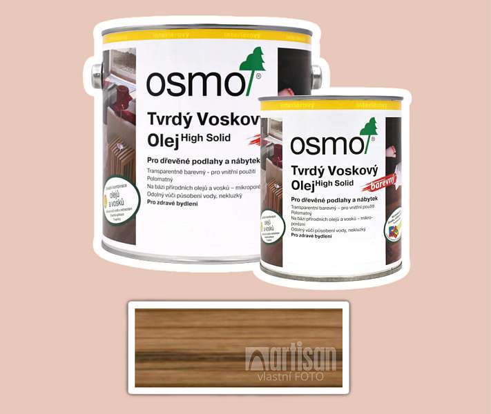 OSMO sada - tvrdý voskový olej barevný pro interiéry 2.5 l Hnědá zem 3073 + 0.75 l ZDARMA