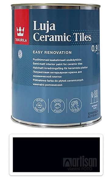 TIKKURILA Luja Ceramic Tiles - barva na keramické obklady 0.9 l Tiefschwarz / Černá RAL 9005