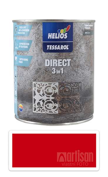 TESSAROL Direct 3in1 - antikorozní barva na kov 0.75 l Červená RAL 3000