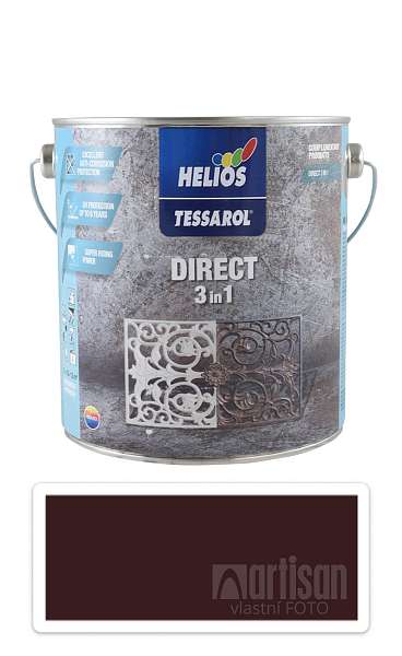TESSAROL Direct 3in1 - antikorozní barva na kov 2.5 l Tmavě hnědá RAL 8017