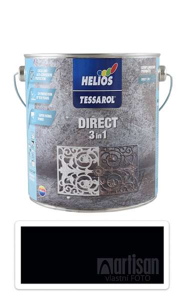 TESSAROL Direct 3in1 - antikorozní barva na kov 2.5 l Černá RAL 9005