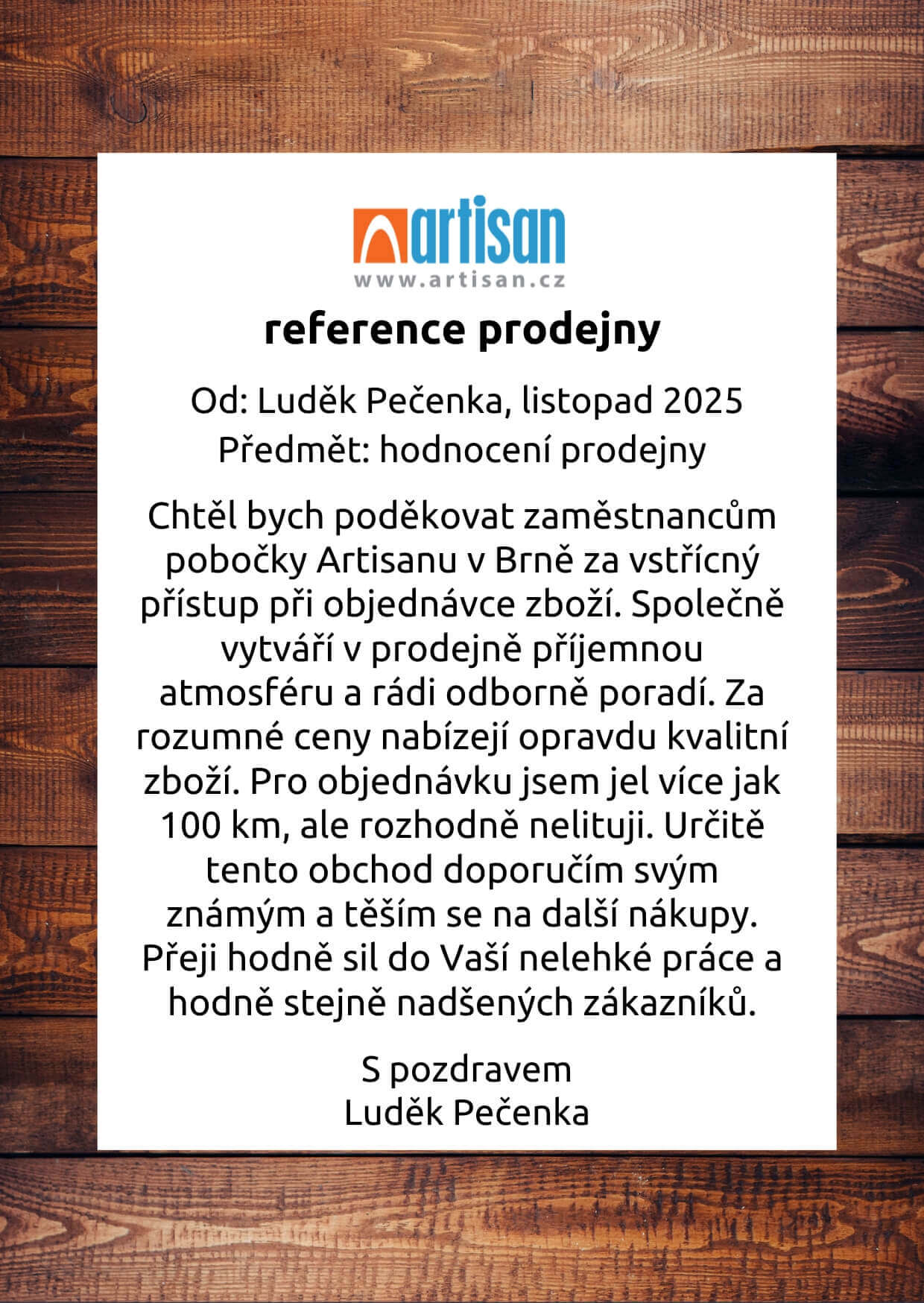 Reference prodejny v Brně