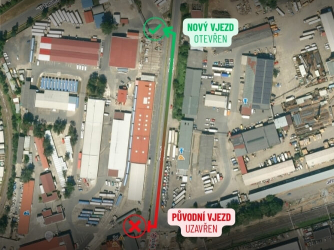 Změna vjezdu do areálu pobočky Artisan Horní Počernice