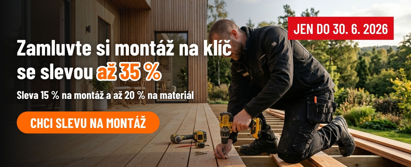 Zamluvte si montáž na klíč se slevou až 35 % do konce června