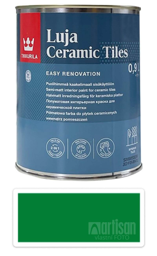 TIKKURILA Luja Ceramic Tiles - barva na keramické obklady 0.9 l Türkisgrün/Tyrkysová zelená RAL 6016
