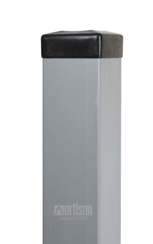 Plotové sloupky DAMIPLAST poplastované hranaté 60x60x1000x1,5 Zn + PVC šedé s černou krytkou