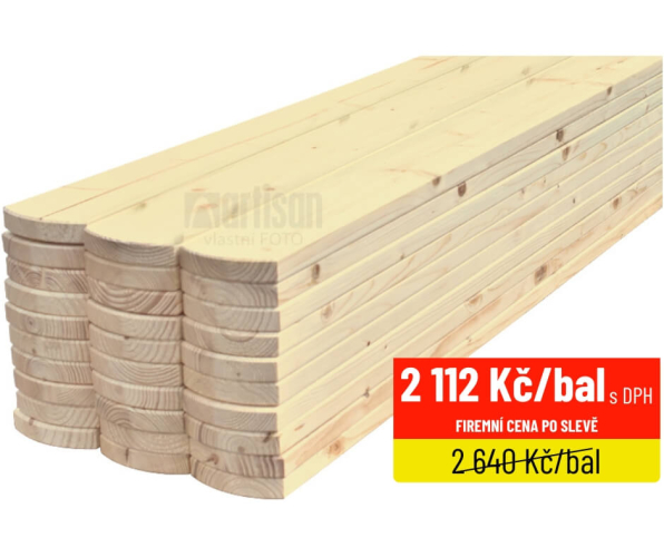 Plotovky dřevěné půlkulaté, severský smrk balené - akce