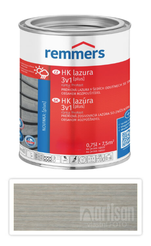 REMMERS HK lazura Grey Protect Plus - ochranná lazura na dřevo pro exteriér 0.75 l Stříbřitě šedá